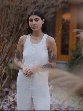 Beaton Linen Jumpsuit in Stone